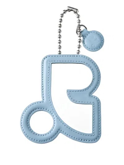 Rest&recreation Mirror Leather Keyring In Blue
