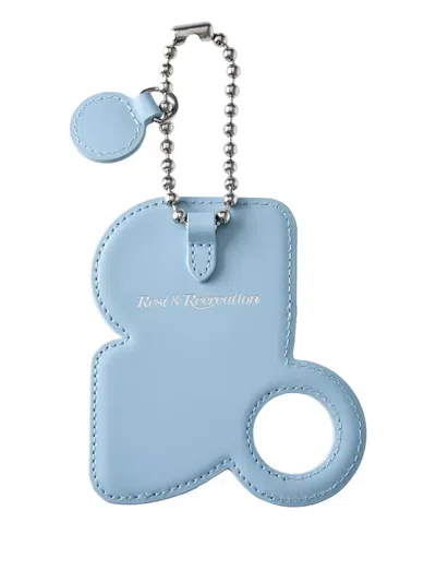 Rest&recreation Mirror Leather Keyring In Blue