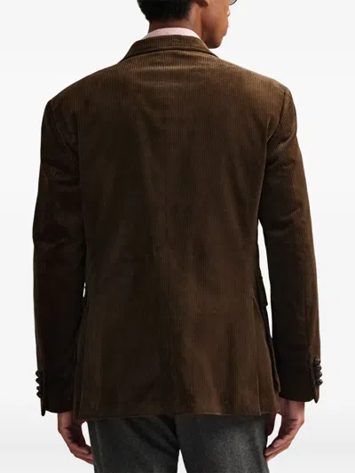 Polo Ralph Lauren Rl67 Slim-fit Leather-trimmed Cotton-corduroy Blazer In Animal Print