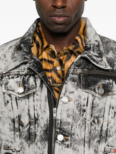 Martine Rose Zip-front Washed Denim Jacket In Gray