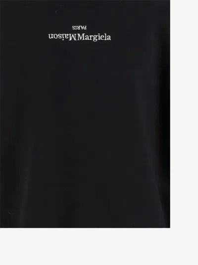 Maison Margiela Minimalist Black Hoodie With Upside-down Logo In Black