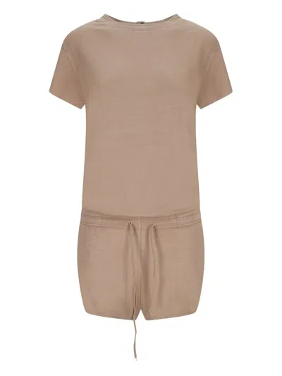 Attico Button-fastening Drawstring Jumpsuit In Neutral