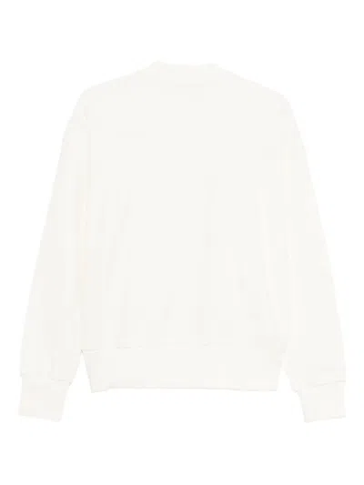 Msgm Long-sleeved Pullover Sweatshirt With Subtle Sequin Embellishment In White