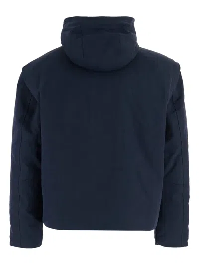 K-way Cotton Blend Jacket With Multiple Pockets In Blue