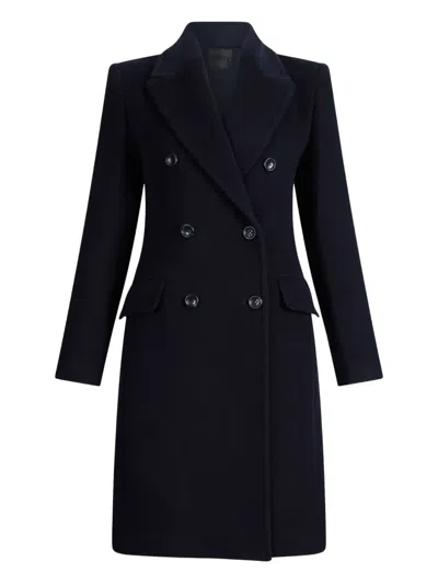 Liu •jo Double-breasted Wool Coat In Blue