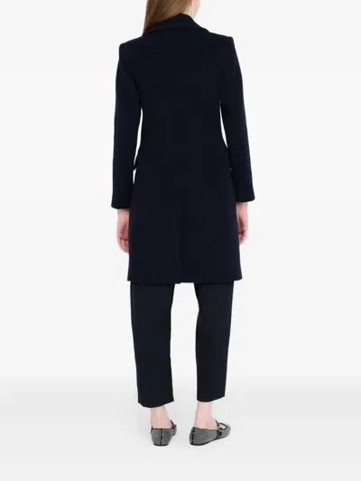 Liu •jo Double-breasted Wool Coat In Blue