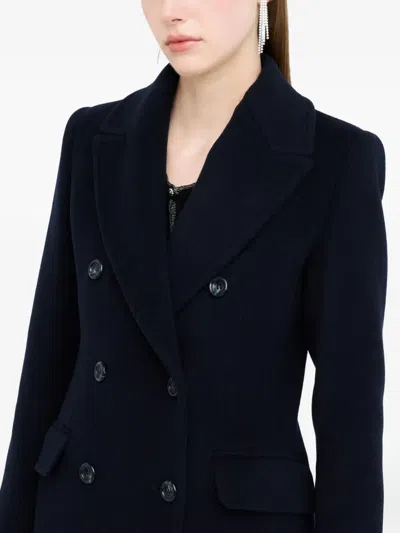 Liu •jo Double-breasted Wool Coat In Blue