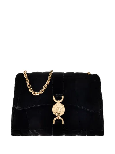 Versace Quilted Chain Tote Bag In Black
