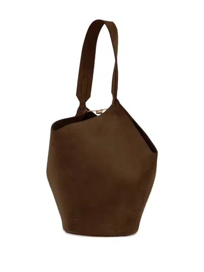 Khaite Brown Calf Leather Bos Taurus Shoulder Bag In Brown