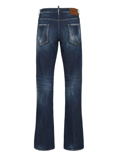 Dsquared2 The American Blue Jeans With Logo Patch On The Rear And Faded Effect In Denim Man In Blue