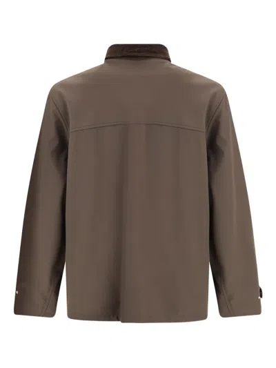 Brunello Cucinelli Men Stretch Membrane Nylon Jacket In Brown