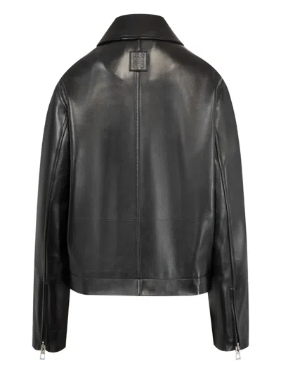 Loewe Belted Jacket In Nappa Lambskin In Black