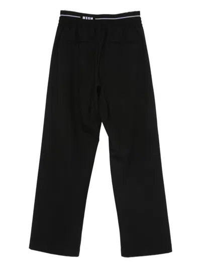 Msgm Straight Leg Wool Trousers In Black