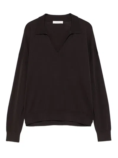 Incotex Polo-neck Long-sleeve T-shirt In Brown