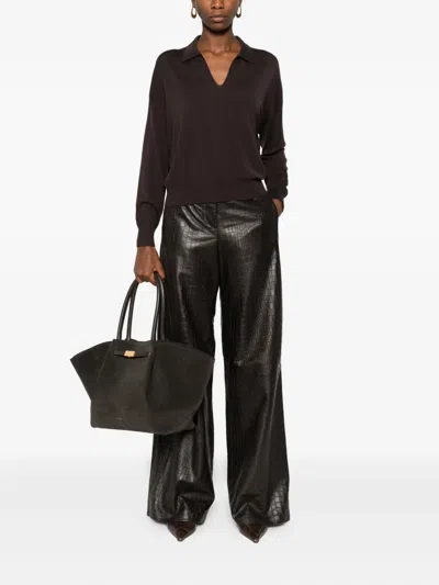 Incotex Polo-neck Long-sleeve T-shirt In Brown