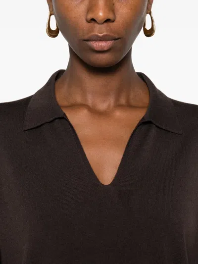 Incotex Polo-neck Long-sleeve T-shirt In Brown