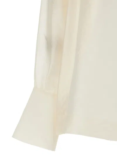 Rame White Turtleneck Pullover With Buttoned Cuffs In Tech Fabric Woman In Neutral