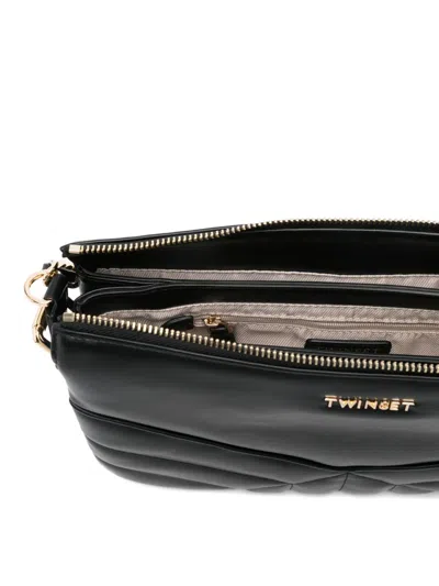 Twinset Twin-set Black Crossbody Bag With Chain Strap In Black