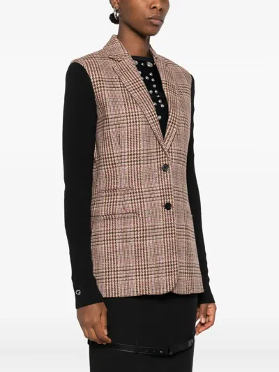 Coperni Check-panel Jacket In Brown
