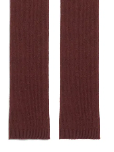 Sa Su Phi Long Ribbed Knit Gloves In Deep Burgundy Shade In Burgundy