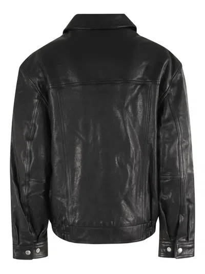 Dunst Black Jacket With Two Front Pockets And Distressed Effect In Leather Woman In Black