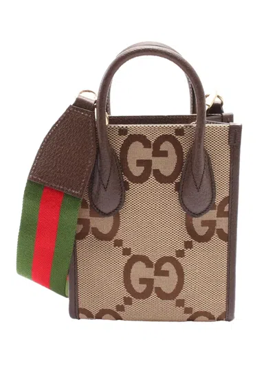 Pre-owned Gucci 2000-2015 Mini Jumbo Gg Canvas Web Satchel In Brown