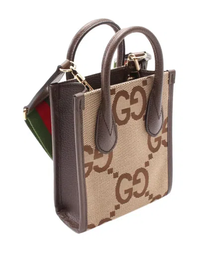 Pre-owned Gucci 2000-2015 Mini Jumbo Gg Canvas Web Satchel In Brown