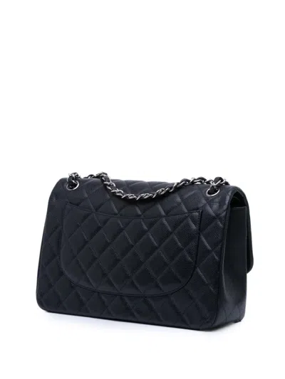 Pre-owned Chanel 2013-2014 Jumbo Classic Caviar Double Flap Shoulder Bag In Blue