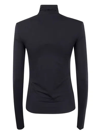 Sportmax Jersey Turtleneck Sweater Long Sleeves In Black