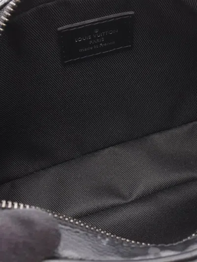 Pre-owned Louis Vuitton 2021-2025 Nano Monogram Eclipse Porte Documents Voyage Satchel In Black