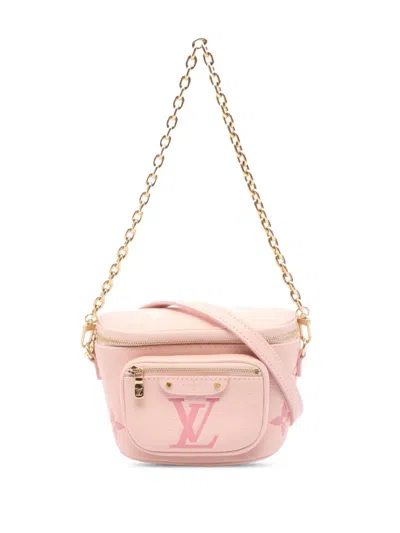 Pre-owned Louis Vuitton 2021-2025 Monogram Empreinte Giant By The Pool Mini Bumbag Satchel In Pink