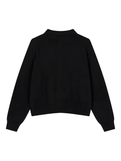 Studio Tomboy Logo-embroidered Button-front Cardigan In Black