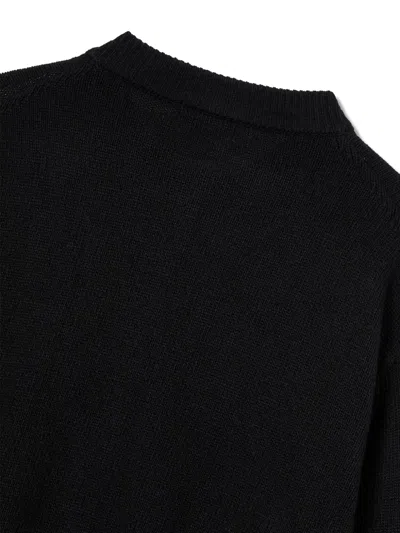 Studio Tomboy Logo-embroidered Button-front Cardigan In Black