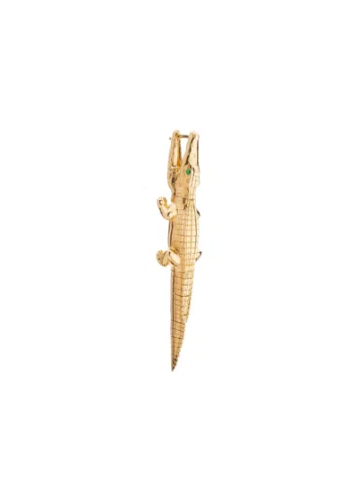 Bibi Van Der Velden 18kt Gold Alligator Tsavorite Earring In Gold