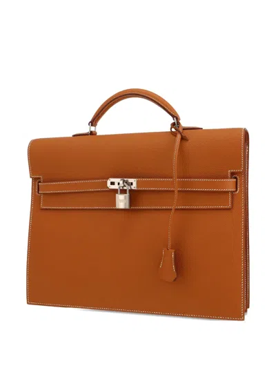 Pre-owned Hermes 2021 Kelly Dépêches Briefcase In Brown