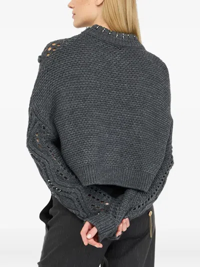 Liu •jo Wool Jumper With Openwork Detailing In Gray