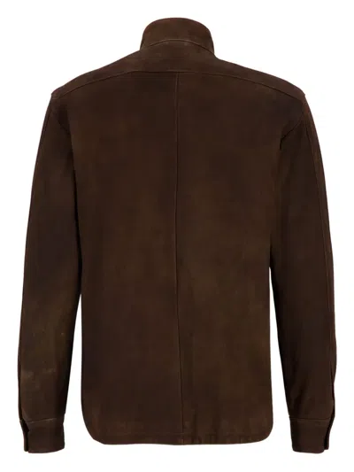 Boglioli Flap-pocket Suede Jacket In Brown