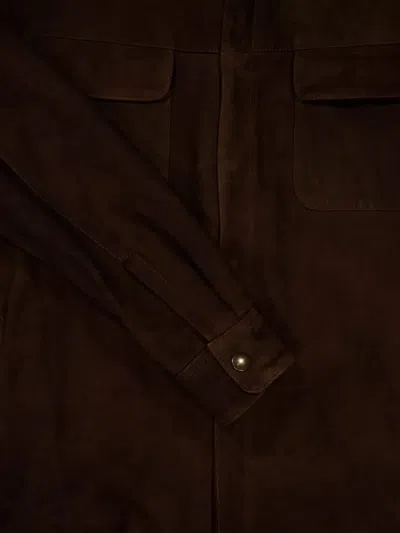 Boglioli Flap-pocket Suede Jacket In Brown