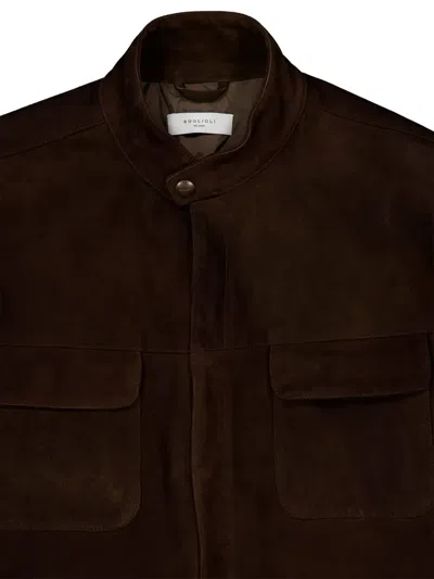 Boglioli Flap-pocket Suede Jacket In Brown