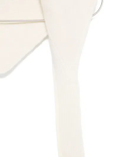 Jacquemus Triangular Alpaca And Wool Scarf With Elongated Extensions In Neutral