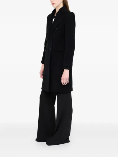 Liu •jo Double-breasted Wool Coat In Black