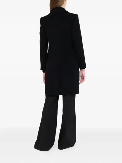 Liu •jo Double-breasted Wool Coat In Black