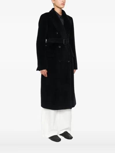 Tagliatore Belted Double-breasted Coat In Black