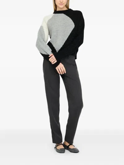 Liu •jo Liu Jo Color-blocked Geometric Knit Sweater In Black