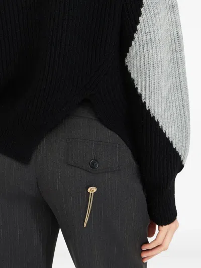 Liu •jo Liu Jo Color-blocked Geometric Knit Sweater In Black