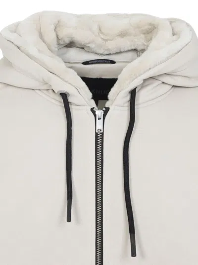 Moose Knuckles Regular Fit Drawstring Hoodie With Zip Closure In Neutral