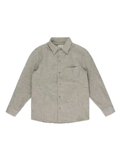 Aimé Leon Dore Cream Merino Wool Button-down Shirt In Gray