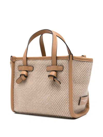 Gianni Chiarini Structured Chevron Woven Shopper Bag In Neutral