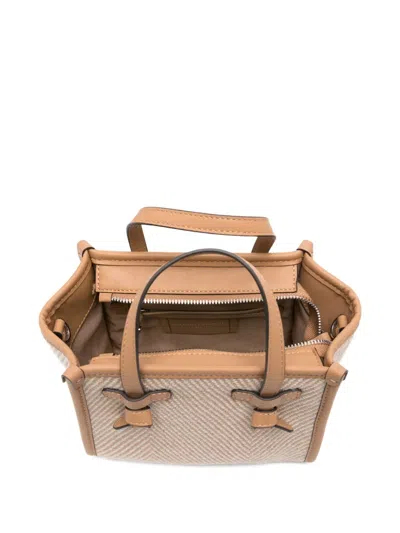 Gianni Chiarini Structured Chevron Woven Shopper Bag In Neutral