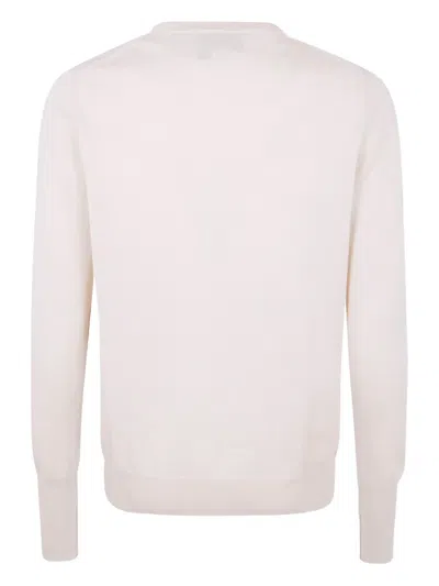 Ballantyne Diamond Pattern Cashmere Sweater With V-neck In White